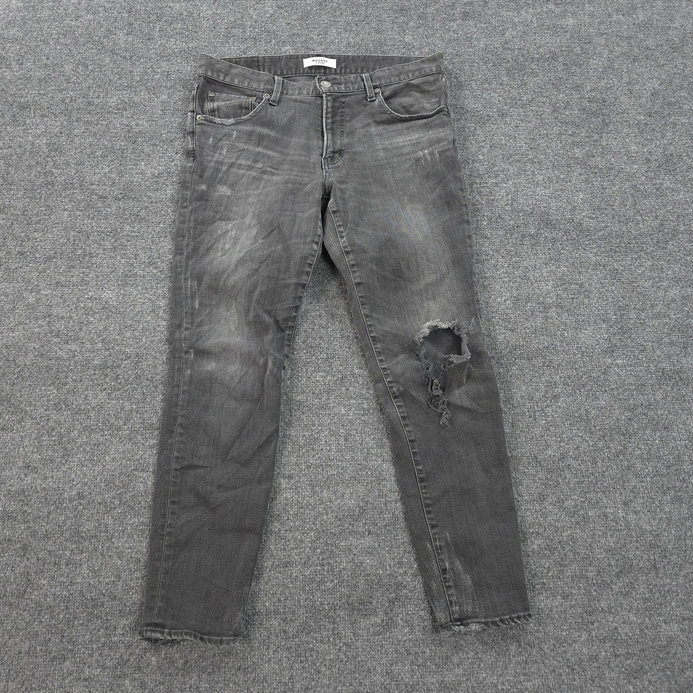 MOUSSY VINTAGE Jeans Womens 30 Charcoal Mid Rise Skinny Distressed Japan Denim